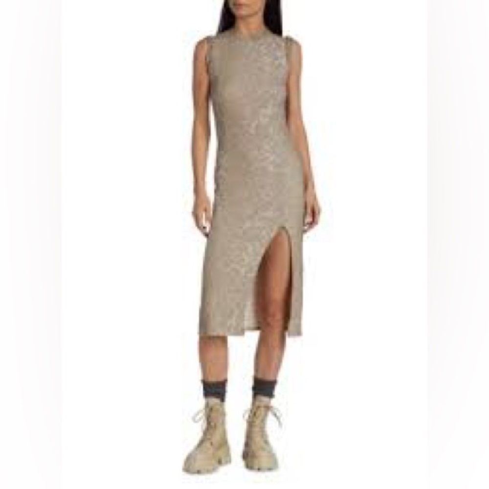 NSF Bella Leopard Sleeveless midi Dress